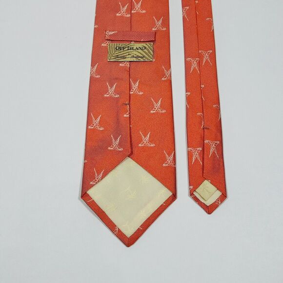 Tommy Bahamas Off Island Orange Mainsail Boat Sailing Tie Necktie Woven Silk - Picture 6 of 9